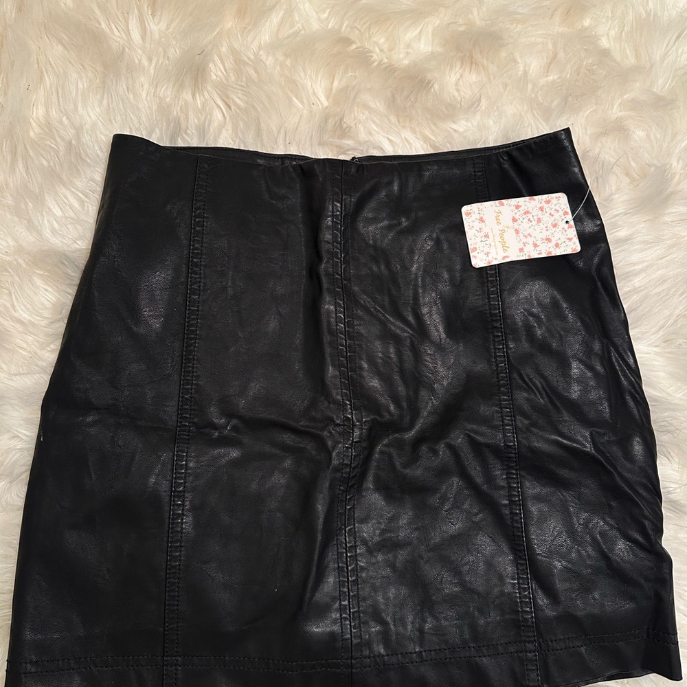 Free People Black Faux Leather Skirt